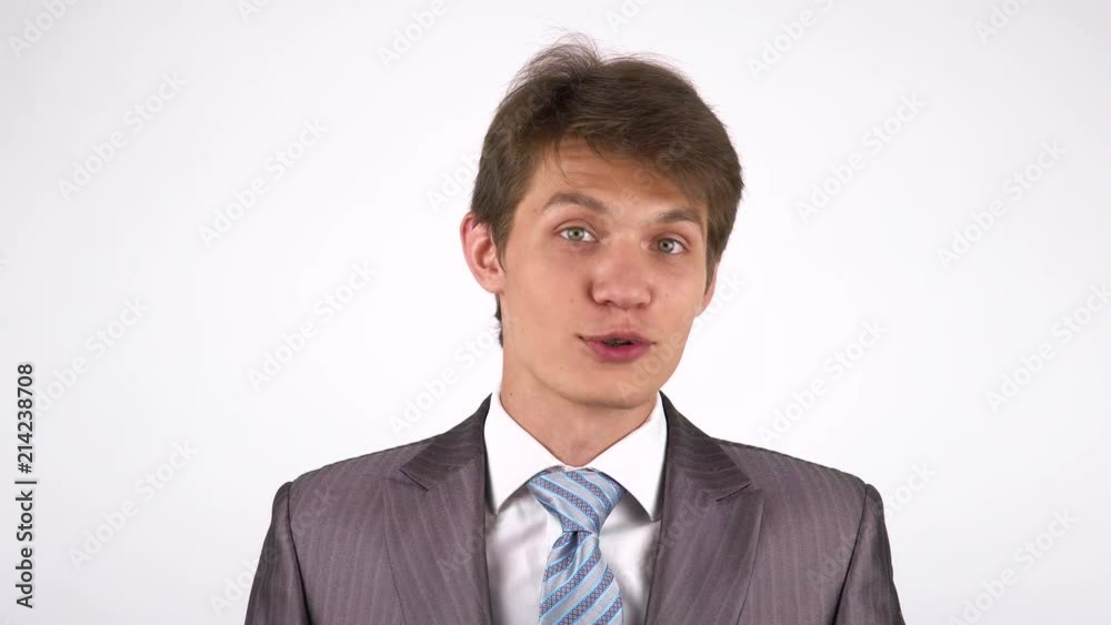 Happy Man Online Video Chat on white Background Happy Man Online Video Chat on white Background