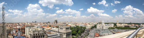 View of Madrid from the rooftop of the Circulo de Bellas Artes,you can see the crystal palace, the piruli, in the background the towers of the Castellana... Madrid (Spain). Summer of 2018. photo