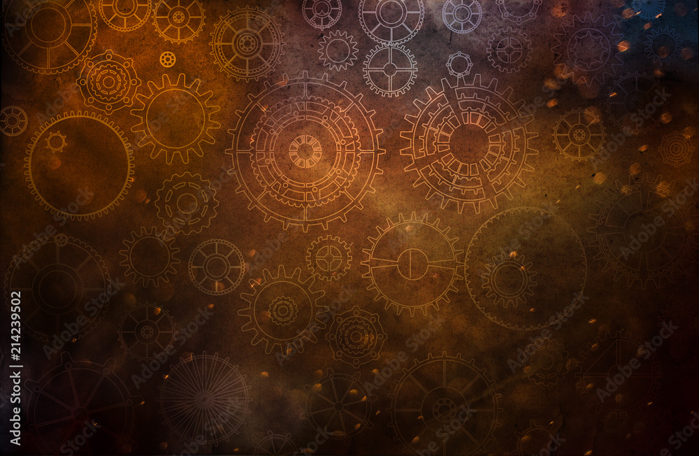 Steampunk Gears And Cogs Background