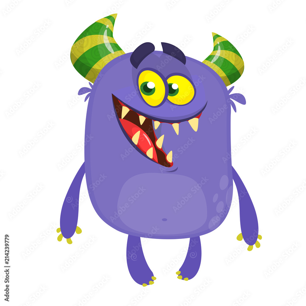 Funny cartoon monster smiling. Vector clipart Funny cartoon monster smiling. Vector clipart