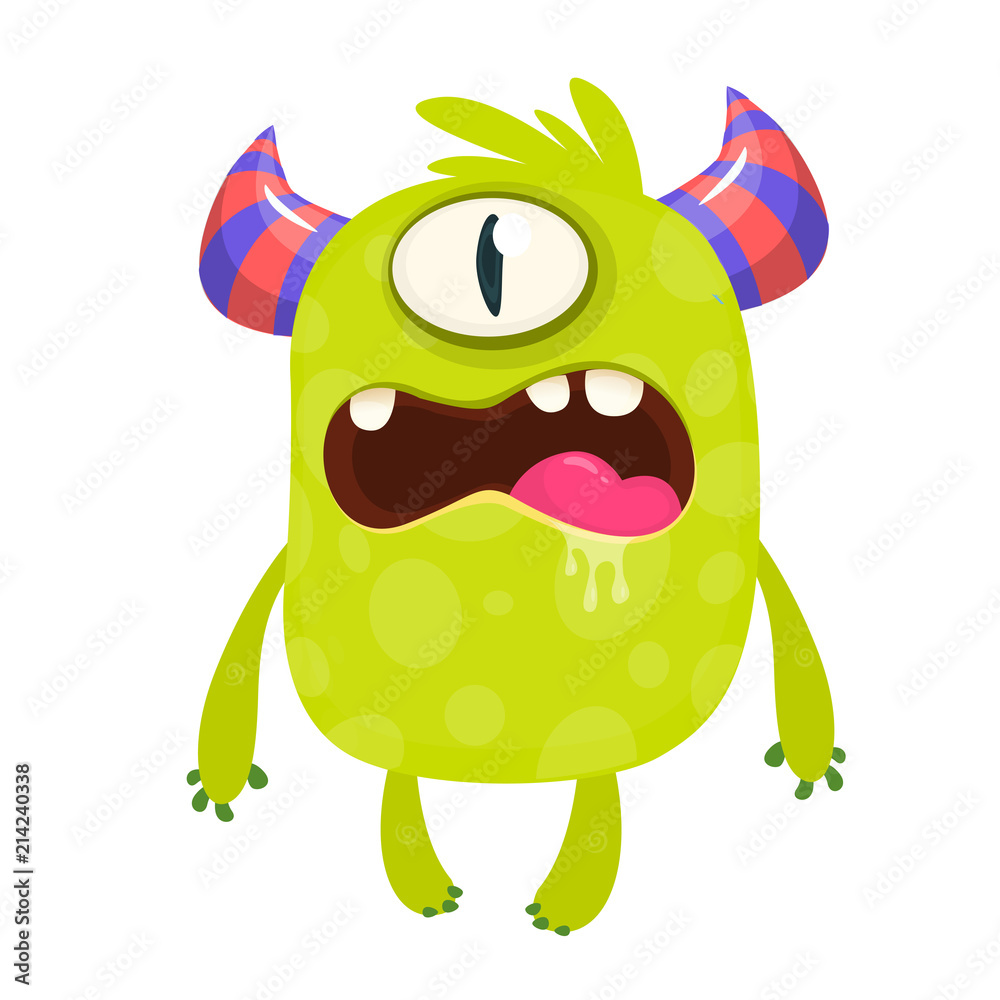 Angry cartoon monster alien with one eye. Vector Halloween character Stock  Vector | Adobe Stock