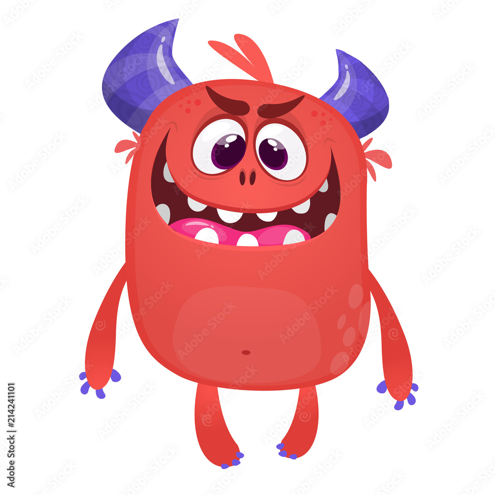 Vecteur Stock Scary cartoon monster. Vector Halloween red monster. Big set  of cartoon monsters | Adobe Stock