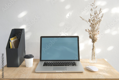 Computer Laptop Blank Screen for Mockup Creative Design Technology Template.