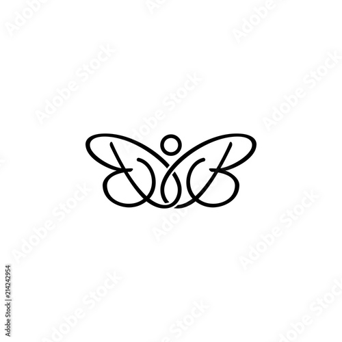 BB letter initial butterfly logo.