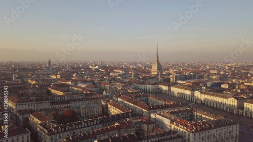 Turin aerial view on sunset