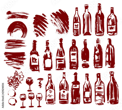 Set of painted wine bottles
