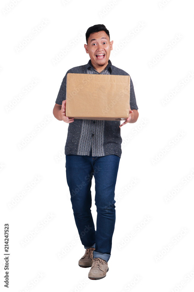 Courirer Delivery Man Bring Box of Package Courirer Delivery Man Bring Box of Package