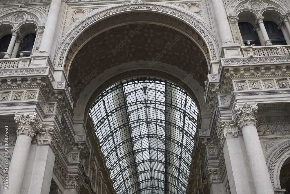 Milan, Italy - July 12, 2018 : View of Galleria Vittorio Emanuele II