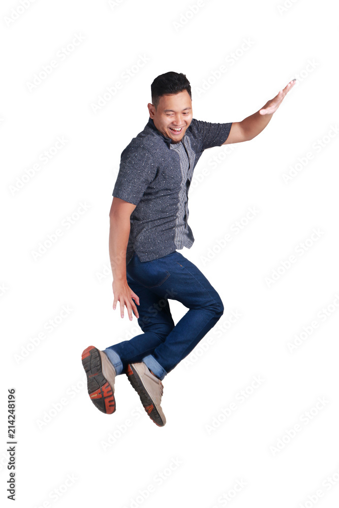 Happy Young Man Walking on Air Happy Young Man Walking on Air