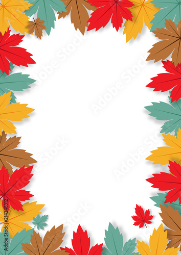 Autumn background with paper art design vector and illustration
