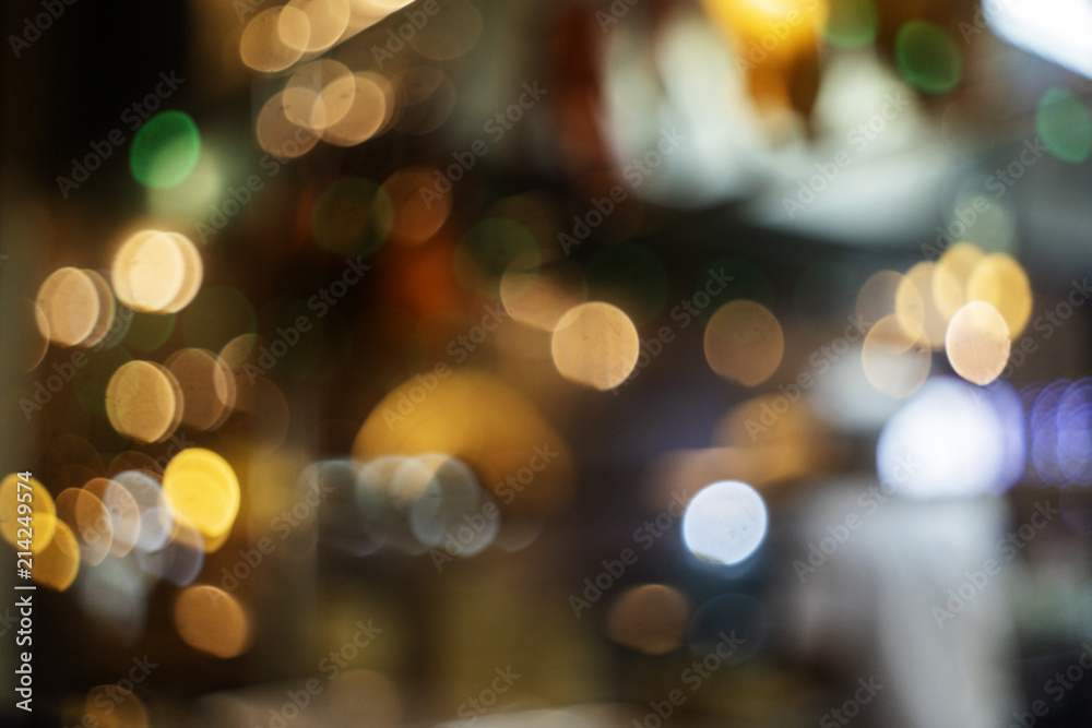 defocused bokeh light, abstract background at night photo