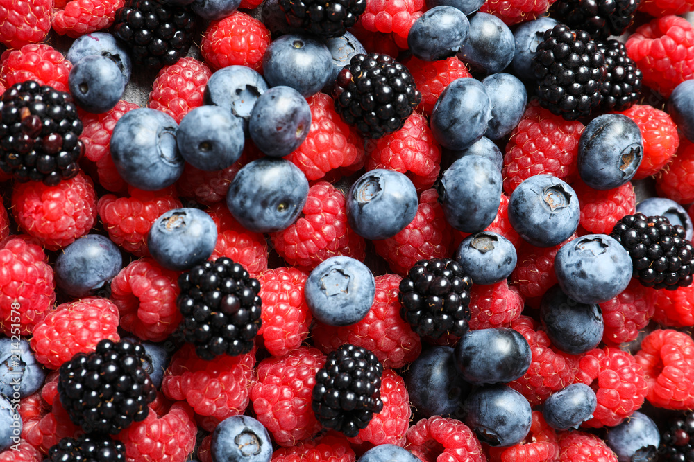 Raspberries, blackberries and blueberries as background Raspberries, blackberries and blueberries as background