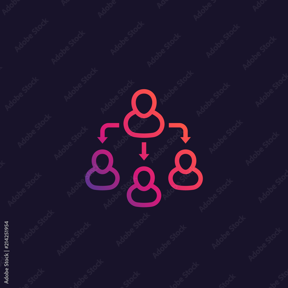 delegation, team management vector line icon delegation, team management vector line icon