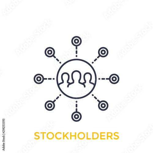 stockholders icon, line on white © nexusby