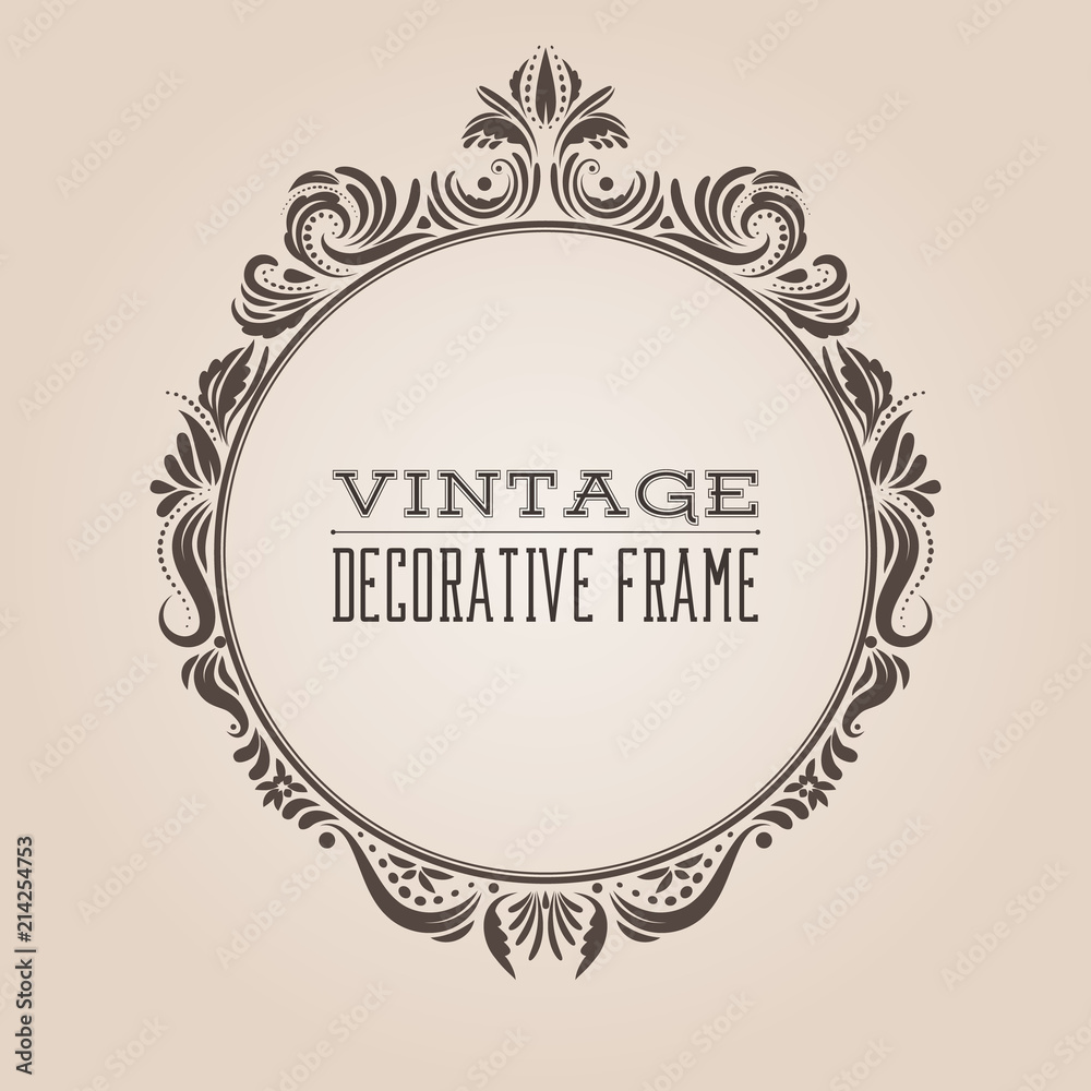 vintage circle frame vector
