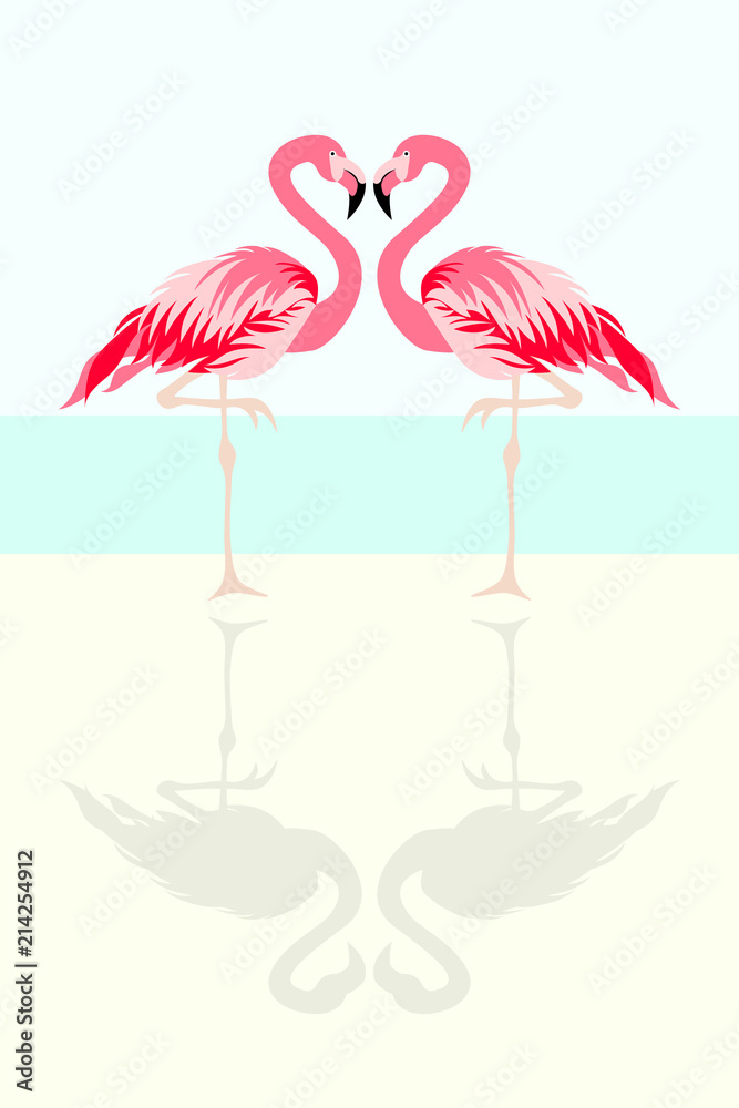 Obraz premium Flamingo bird vector illustration background.