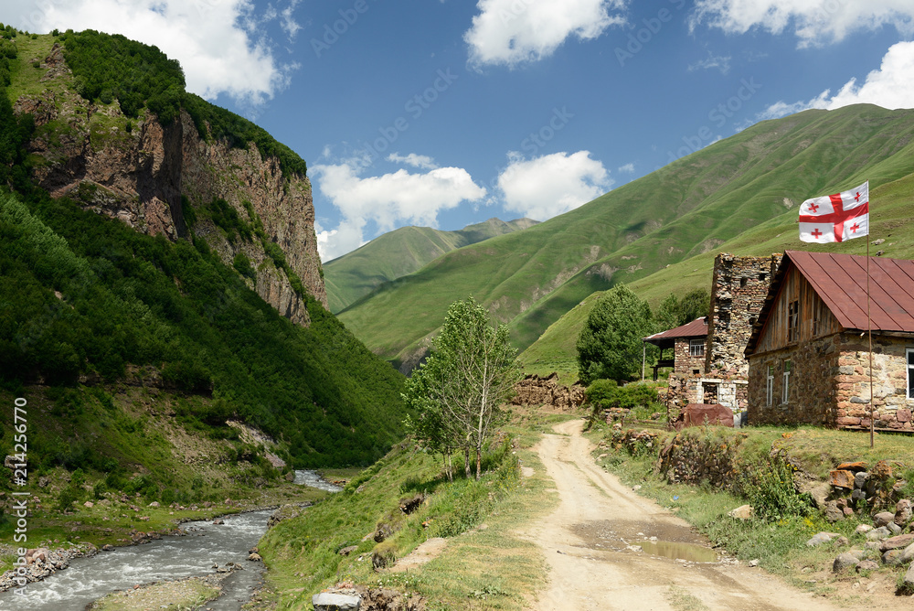 Caucasus mountains, Truso Gorge near the Kazbegi city