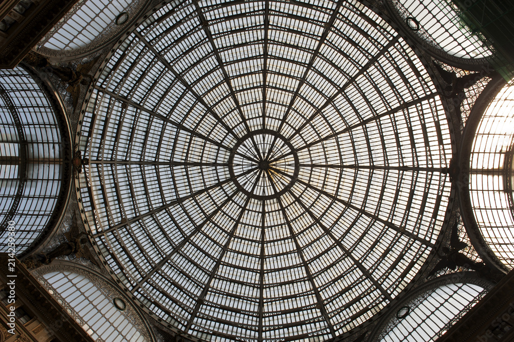 Glaskuppel in der Einkaufspassage Galleria Umberto I, Neapel, Napoli, Kampanien, Campagna, Italien, Italia