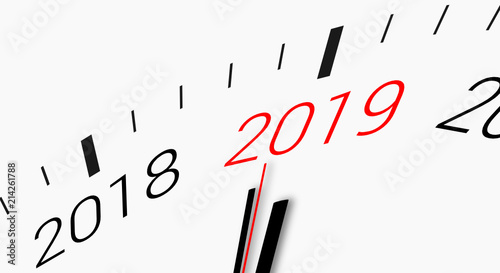 compte à rebours de 2018 à 2019 - clock countdown from year 2018 to 2019 - happy new year - bonne année