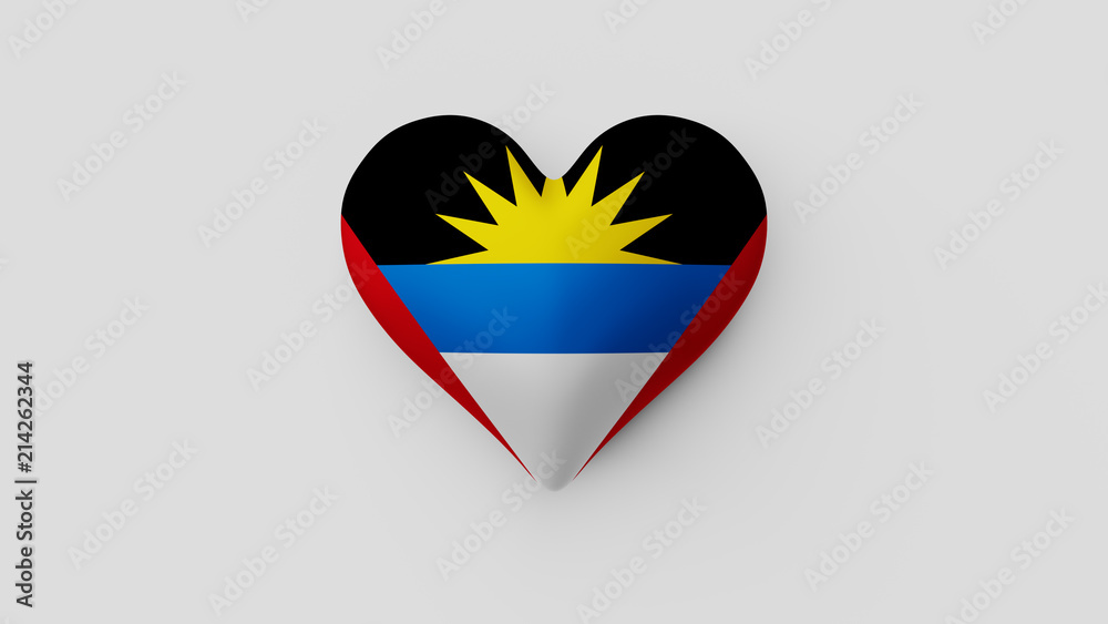 Corazón bandera Antigua y Barbuda. 3D Corazón bandera Antigua y Barbuda. 3D