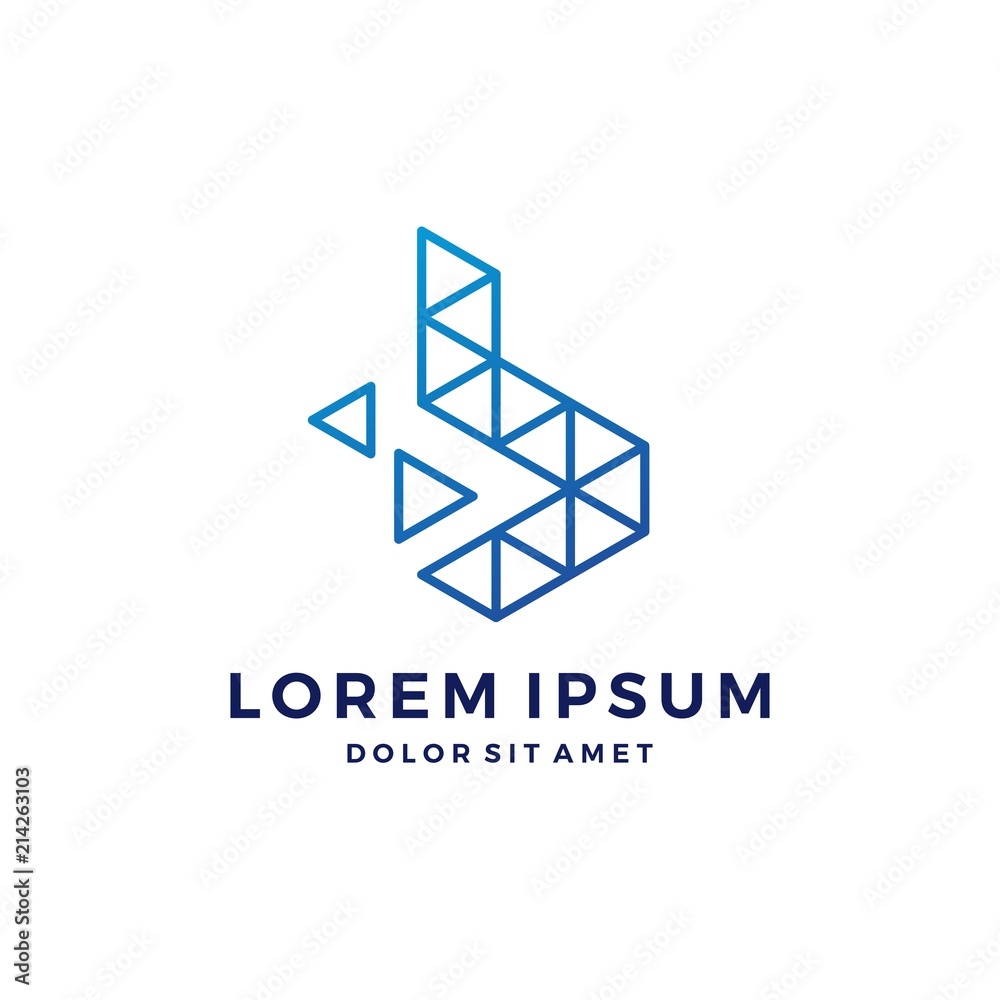 B letter pixel triangle geometric logo download B letter pixel triangle geometric logo download
