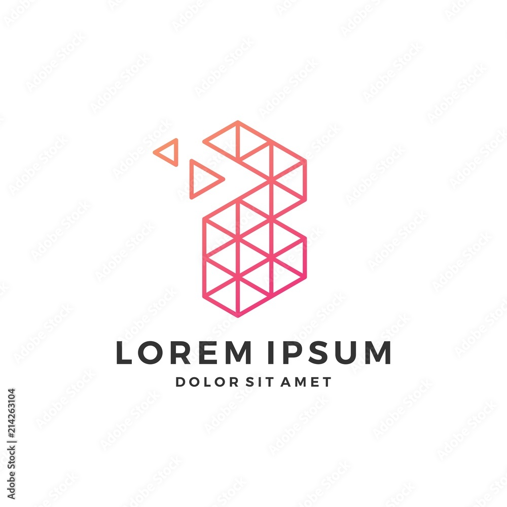 B letter pixel triangle geometric logo download B letter pixel triangle geometric logo download