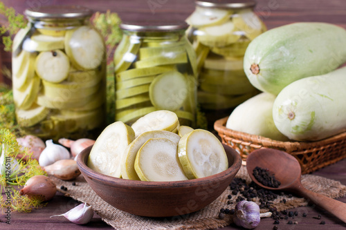 Marinated zucchini on a plate