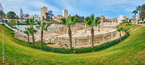 The green lawn in Kom Ad Dikka archaeological site, Alexandria, Egypt photo