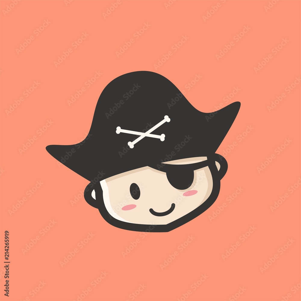 smiling baby pirates head vector illustration logo icon 