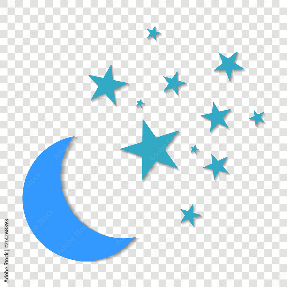 Moon and stars Vctor icon. Yellow stars on a blue night sky on a  transparent background. Layers grouped for easy editing illustration. For  your design. Stock Vector | Adobe Stock
