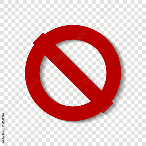 Stop vector icon.The crossed-out circle. Red stop sign. Warning sign on a transparent background. Layers grouped for easy editing illustration. For your design.