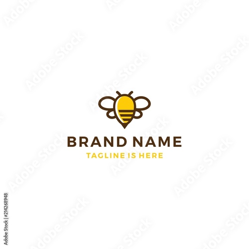 bumble bee honey hive logo template vector illustration