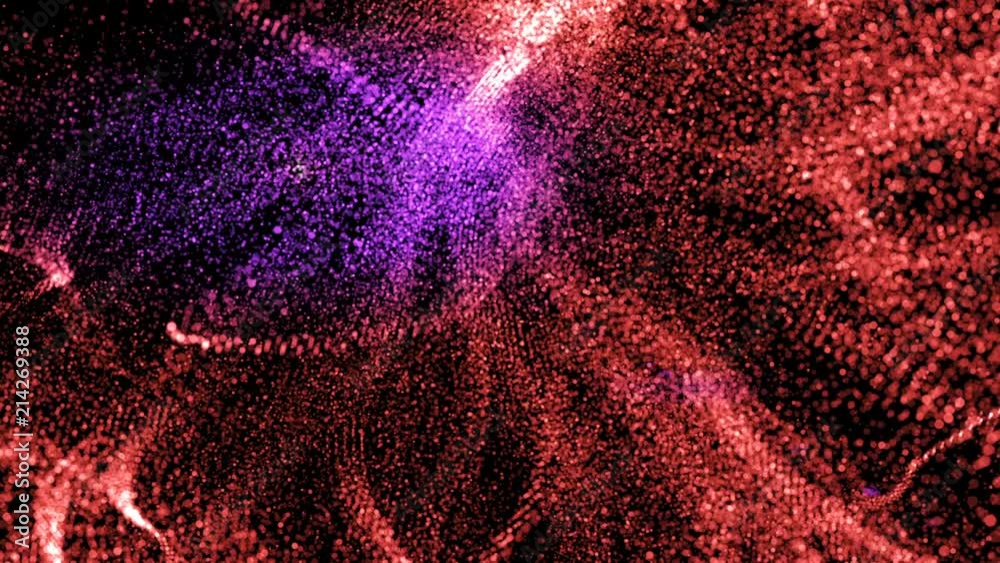 Abstract background. Organic particle effect with red colour camera