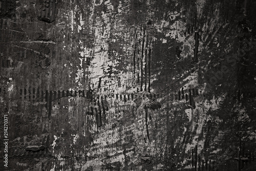 Texture from old rough grunge weathered wall with scratches, black and white