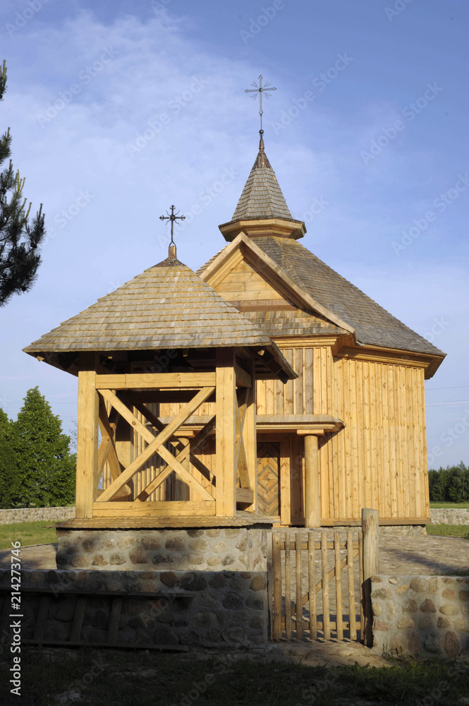Ancient Belarusian (Russian) village, an ancient wooden church