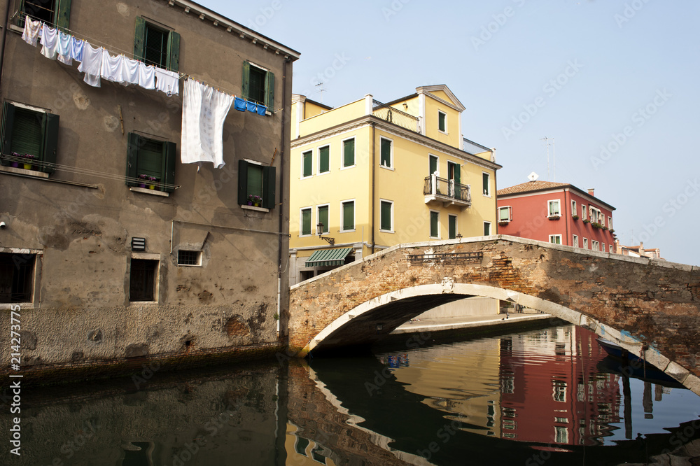 Brücke über den Canal Vena in der Altstadt von Chioggia, Provinz Venedig, Venezia, Region Venezien, Veneto, Norditalien, Italien, Europa