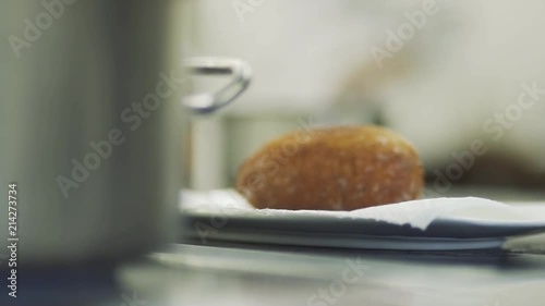 Fresh cutlet lays on the plate photo