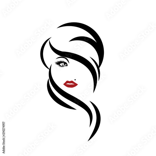       vector illustration  depicting the face of a beautiful woman with long ringlets