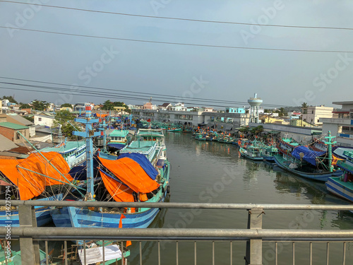 Marina with anchored boats