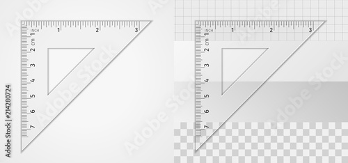 School supplies. Measuring tool.  Triangle ruler 7 cm and 3 inch