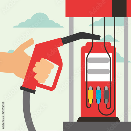 hand holding pump station gas oil industry
