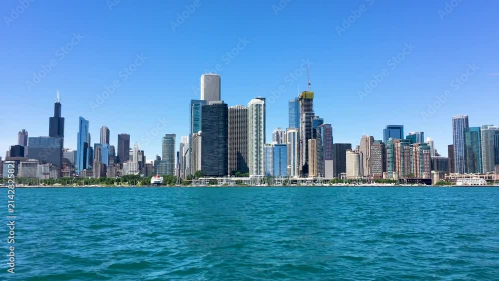 lakefront sailboats and the chicago skyline from the lake lakefront sailboats and the chicago skyline from the lake
