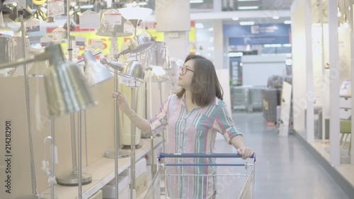 Women are shopping in the mall.