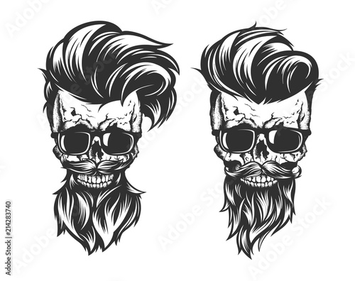 skull with hair beard and mustache