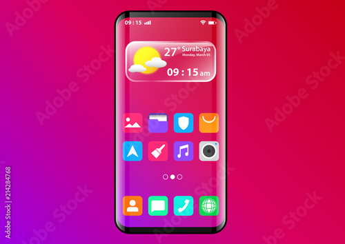 phone screen user interface. realistic smartphone ui ux mobile app home screen