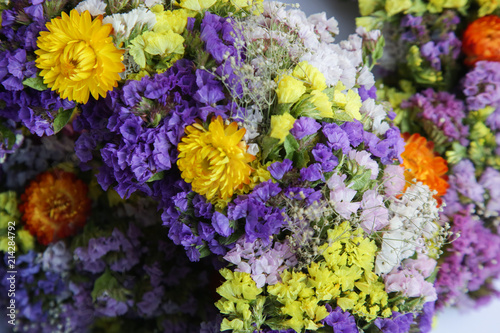 Close up image of dry flowers wreath