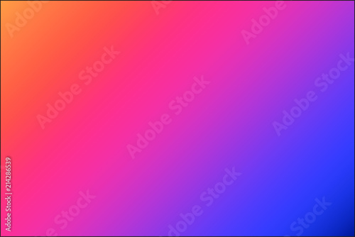 Neon gradient background, very vibrant color shades in raspberry, orange and blue tones. Modern vector wallpaper perfect for banners and web design.