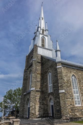 View of Church of St. Patrick (Eglise de Saint-Patrice, 1833) in Village Riviere-du-Loup (200 kilometers east of Quebec City). Quebec province, Canada.