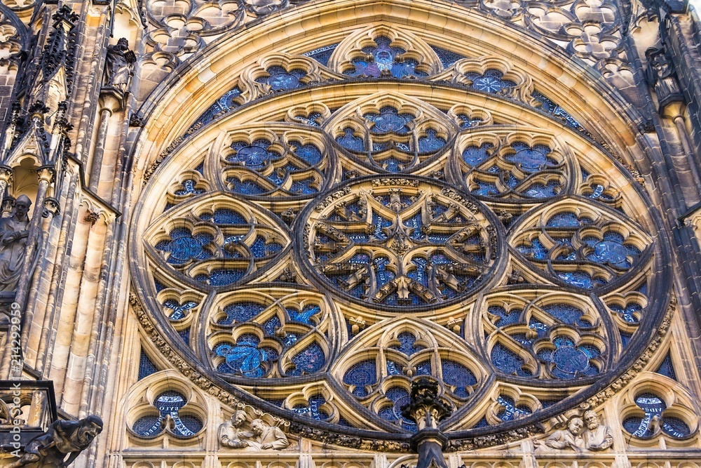 Detail of Famous St. Vitus Cathedral Prague, Czech Republic