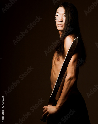 asian man with katana